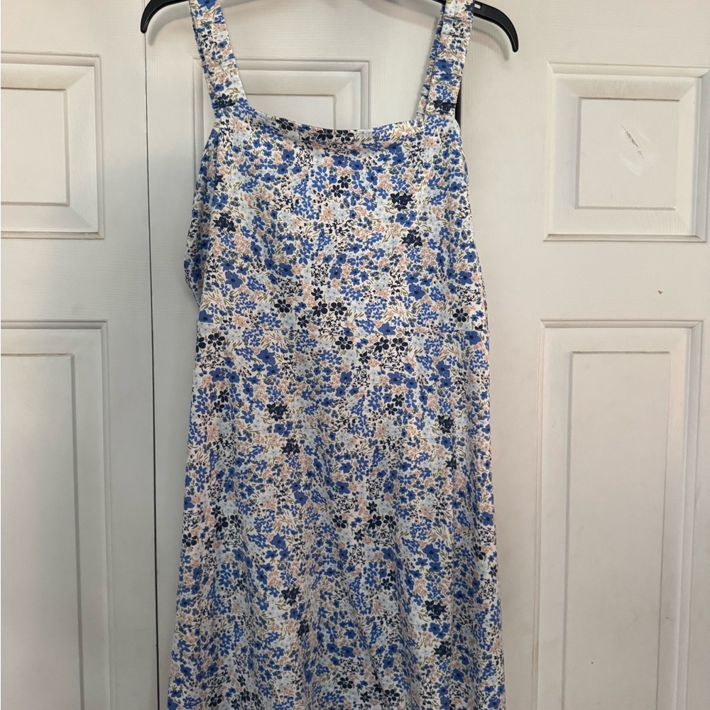 Floral Blue and Black Women's Dress